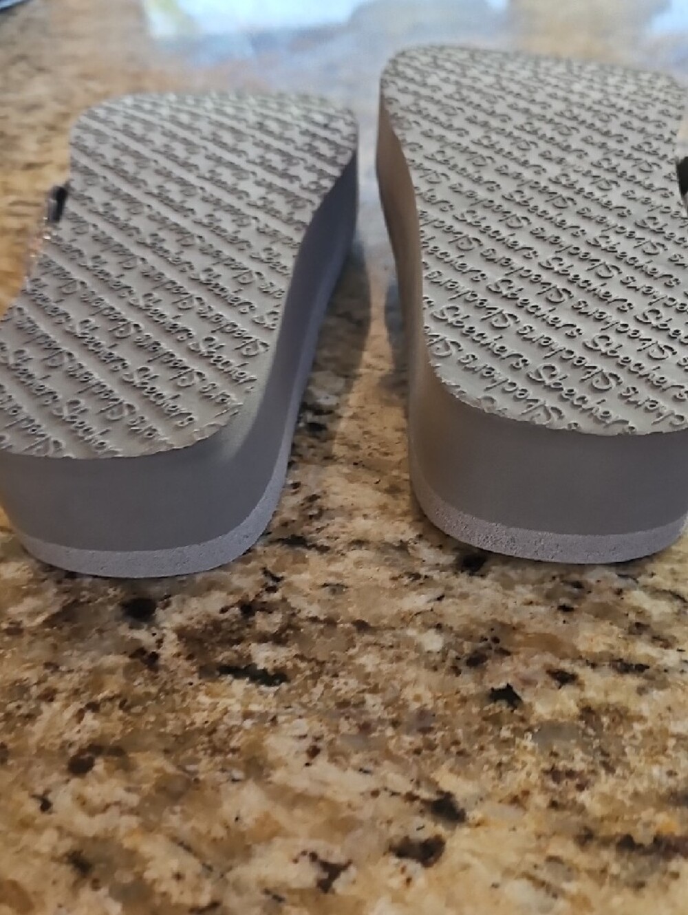 Skechers Cali Yoga Foam Beaded Wedge Flip Flops Rhinestone Platform Sandals - Picture 10 of 16